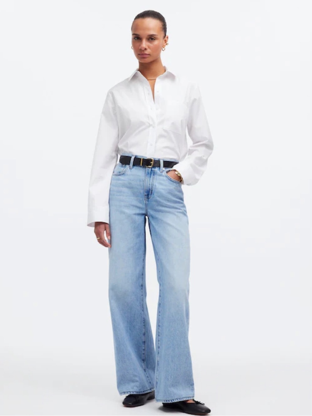 Madewell Relaxed Button Front Shirt Poplin White Cotton M NWOT